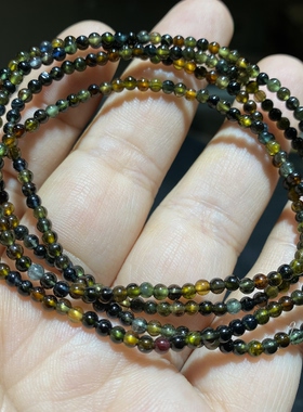 天然水晶手链三圈手串饰品礼物串珠圆珠长链紫水晶摩根石月光多种