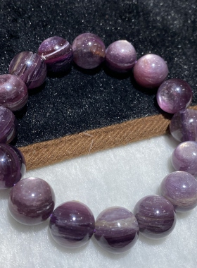 天然紫锂云母手链女款电气石水晶手串旺夫转运时尚礼物一物一图