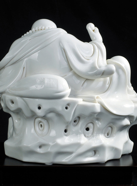 德化陶瓷雕塑手持夜明珠弥勒佛像