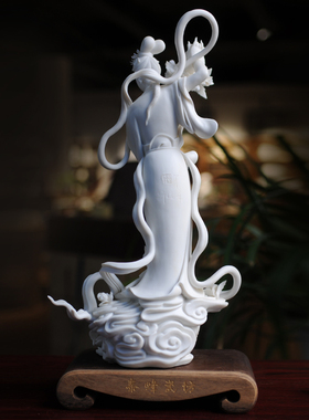 仙女散花德化陶瓷仙女许瑞峰大师名家收藏工艺品家居白瓷工艺摆件