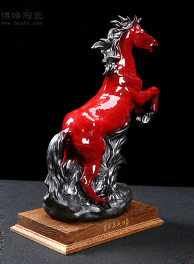 陶瓷红色马立马到成功喜庆中国红家居店面送礼礼品客厅家居招财摆