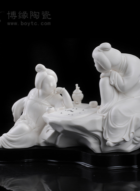 工艺德化白瓷中式风美女人物雕塑
