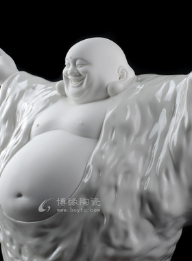 德化白瓷笑佛供奉风水工艺摆件