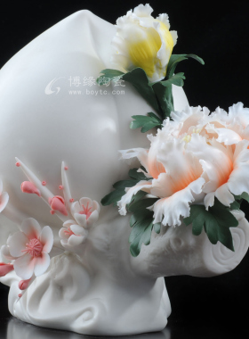 花卉手工居家福寿双全德化白瓷