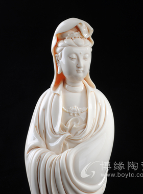 渡海观音德化陶瓷张祥琦大师名家收藏观音家居佛像摆件办公室桌面