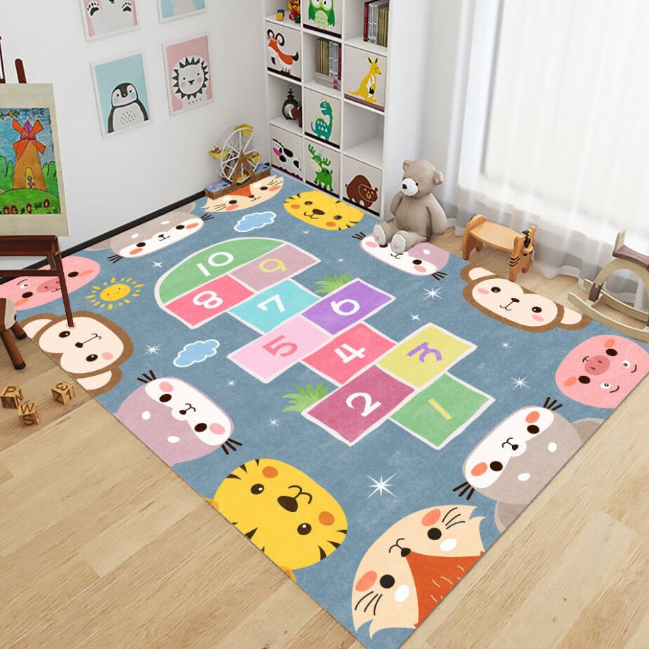 儿童卡通地毯男孩女孩房间床边垫幼儿园早教益智游戏跳格子爬爬垫