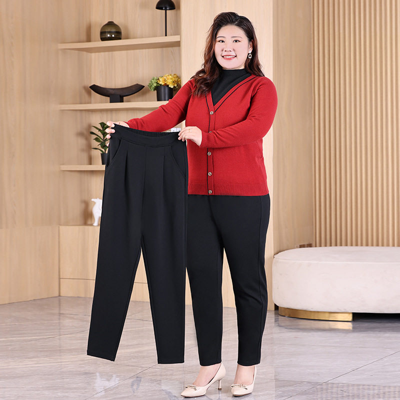 春秋加肥加大码女哈伦裤胖mm松紧显瘦弹力中年胖妈妈休闲裤 200斤,淘宝优惠券,粉丝福利购,淘宝优惠卷