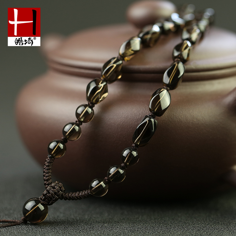 菱形切面茶水晶手工编织大气项链绳 皓埼绳