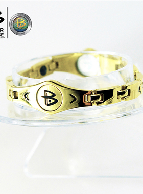 霸能纯钛负离子镀18K金手链 POWERBALANCE 纯钛亮金S款手环