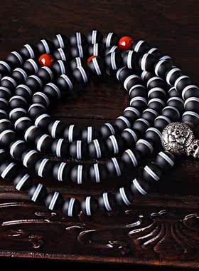 蔓伊诺线珠玛瑙玉髓药师珠天珠