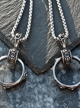 个性十字架戒指项链男欧美嘻哈潮人钛钢吊坠挂饰ins百搭街头摇滚