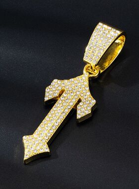 单吊坠批发合金满钻箭头大环扣吊坠配跨境爆款古巴链粗项链工厂