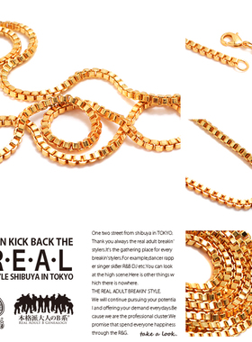 日韩风18K金情侣盒子链