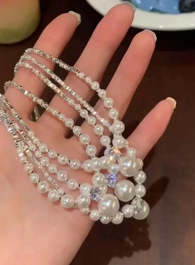 碎银子珍珠吊坠项链女轻奢气质小众高级感颈链设计感锁骨链配饰品
