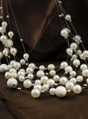 新娘百搭礼服气质长款毛衣链珍珠