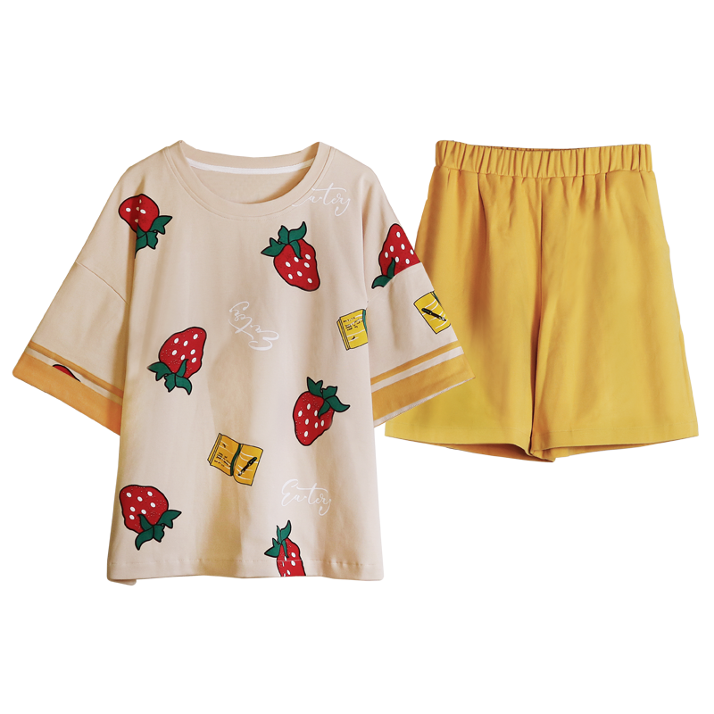 赵小小家居坊夏季新款短袖短裤睡衣女纯棉甜美可爱卡通套头韩版家居服两件套装3