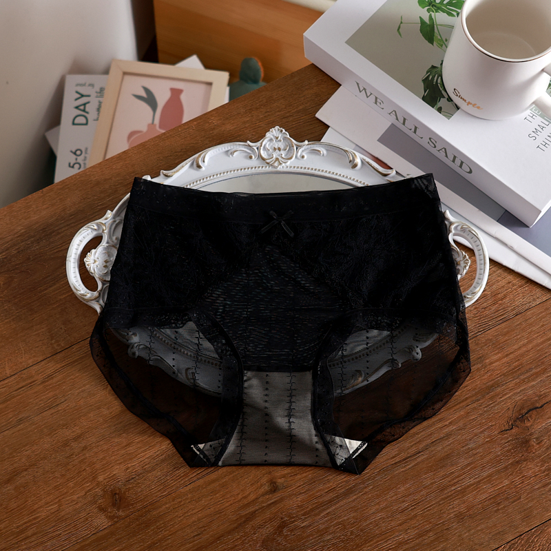 莫小柔法式蕾丝温柔少女纯欲风性感网纱透气薄款内裤女士无痕裤头 - 图2