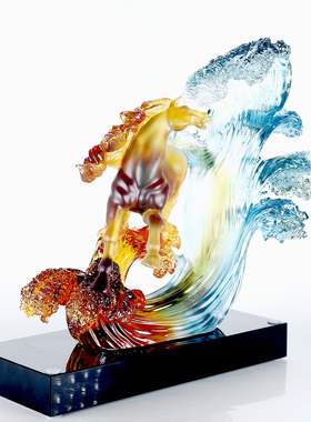 琉璃跃马摆件办公室桌面摆设