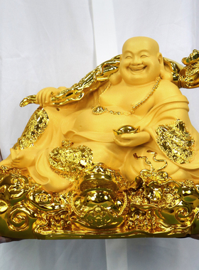 绒沙金弥勒佛摆件招财笑佛供奉