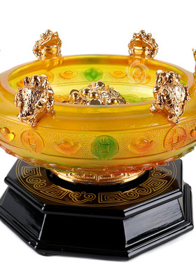 开业礼品收银台金蟾聚宝盆摆件