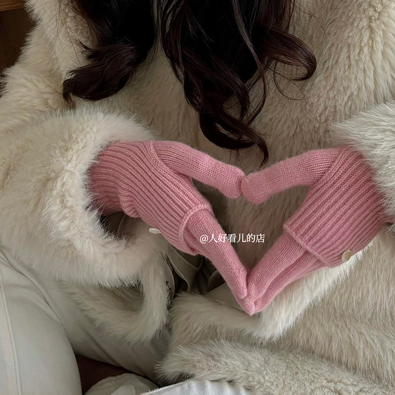 2024冬季新款长短可调节手套可触屏露指分指手套学生骑行防寒保暖