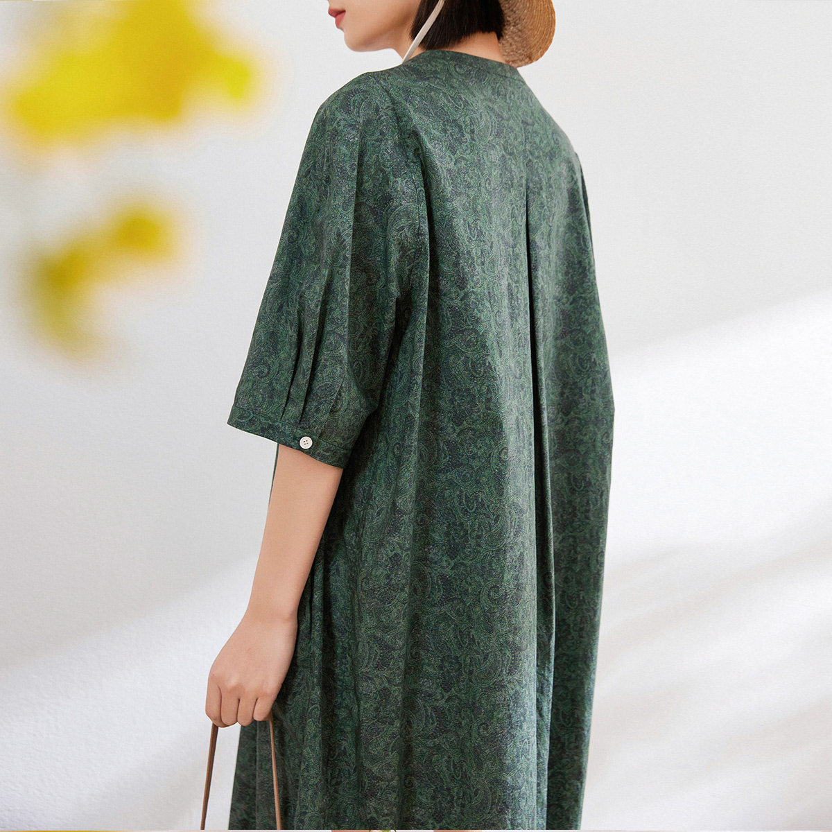 蒲PUKKA 文艺风连衣裙女夏季新品纯棉印花大A型小个子裙子 - 图2