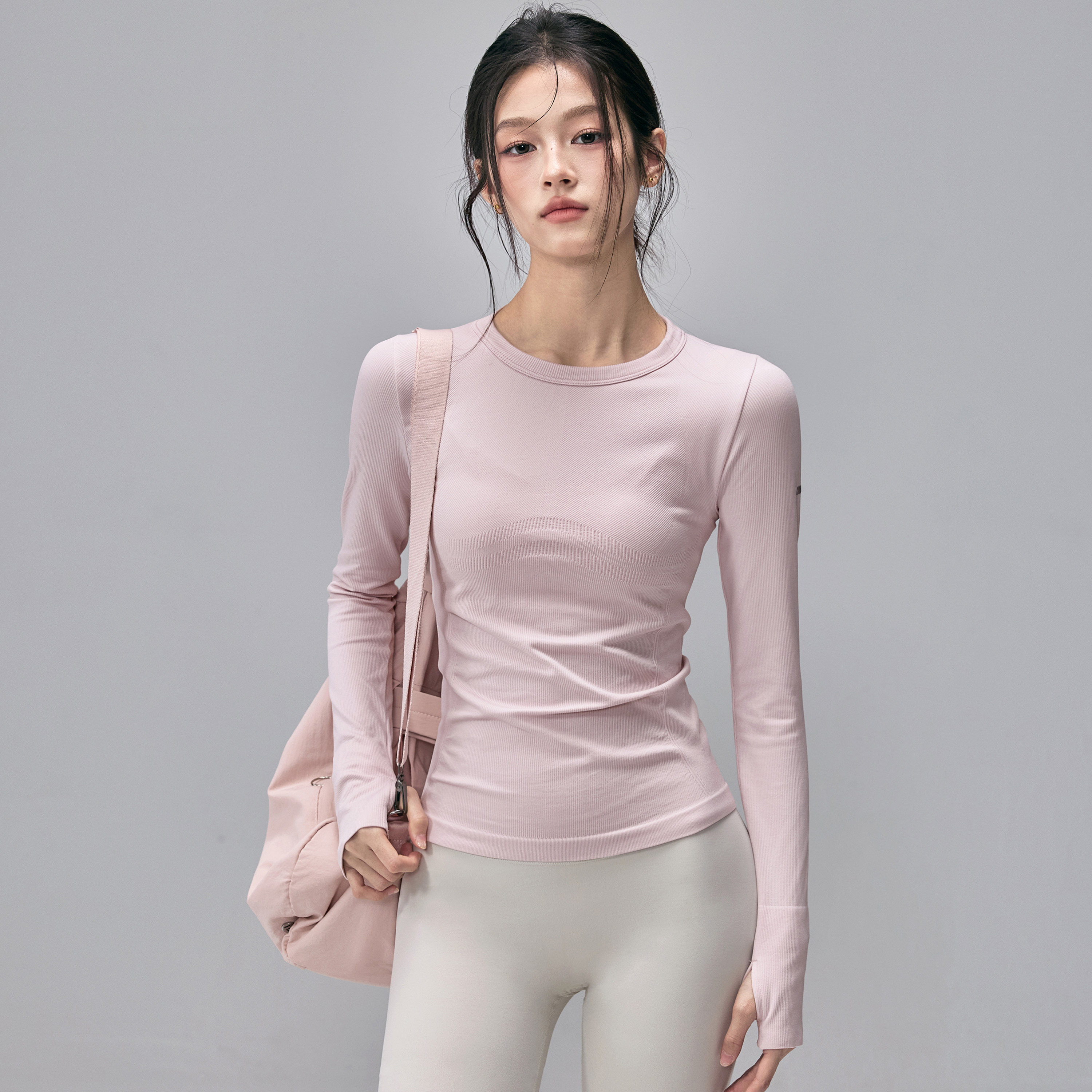 健身女孩修身速干瑜伽服长袖显瘦普拉提训练套装无缝跑步运动上衣,淘宝优惠券,粉丝福利购,淘宝优惠卷