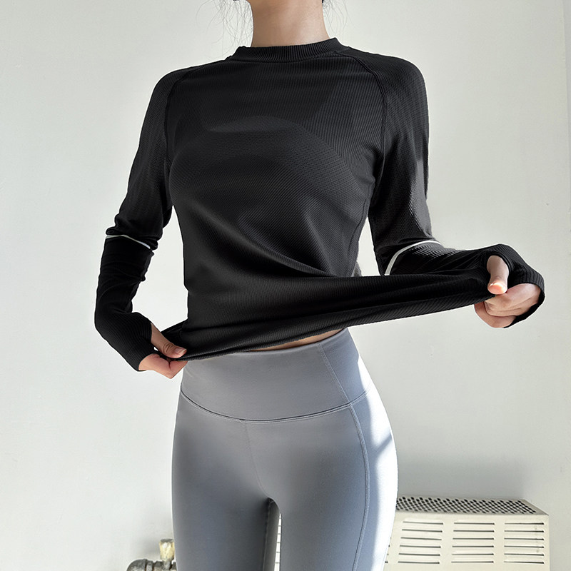 健身女孩简约瑜伽服修身显瘦运动上衣高弹透气跑步t恤训练长袖秋,淘宝优惠券,粉丝福利购,淘宝优惠卷