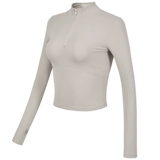 Одежда для йоги для спортзала с молнией, эластичная спортивная футболка, демисезонный лонгслив для тренировок, на молнии, в обтяжку, по фигуре, для бега