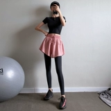 Приталенный комплект для спортзала для йоги, штаны, спортивная юбка для тренировок, высокая талия, по фигуре, для бега