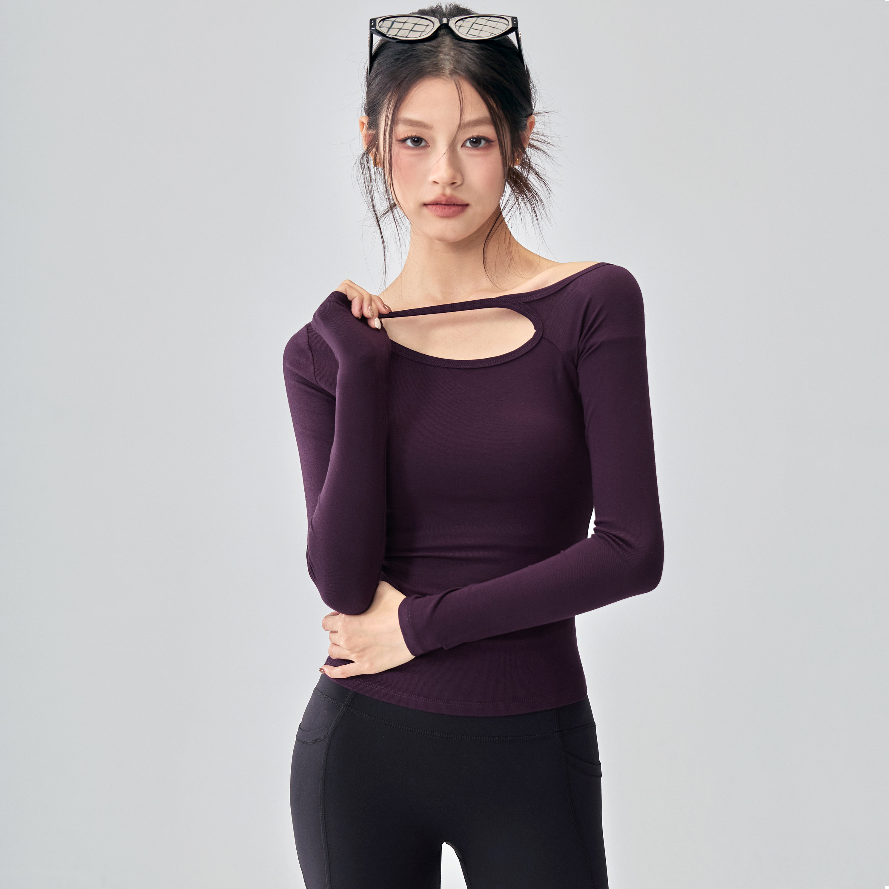 健身女孩高级感瑜伽服上衣带胸垫纯欲普拉提训练修身显瘦运动长袖,淘宝优惠券,粉丝福利购,淘宝优惠卷