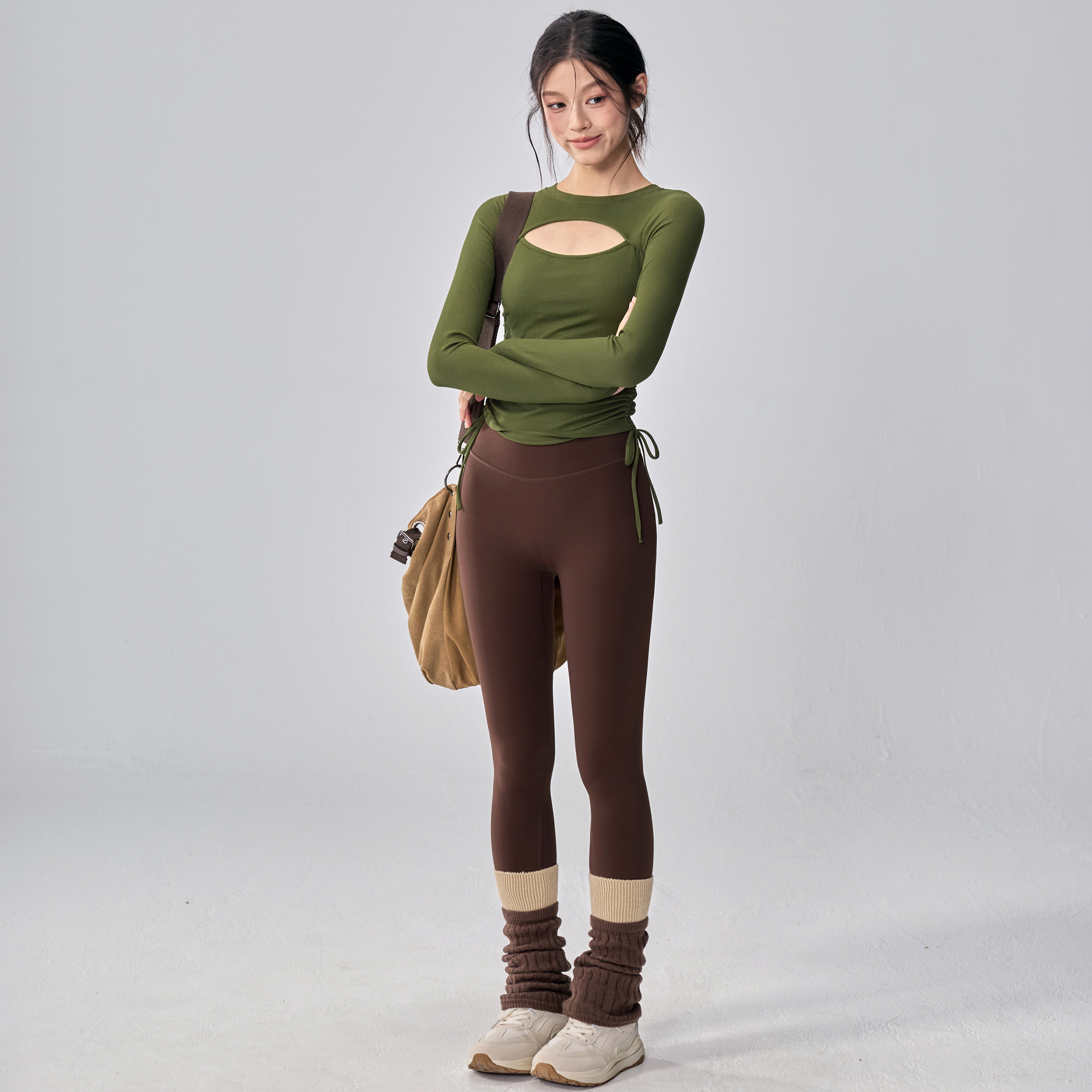 健身女孩带胸垫瑜伽服长袖紧身普拉提训练套装绝美运动上衣秋冬新,淘宝优惠券,粉丝福利购,淘宝优惠卷