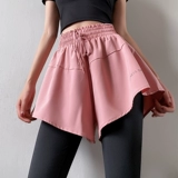 Приталенный комплект для спортзала для йоги, штаны, спортивная юбка для тренировок, высокая талия, по фигуре, для бега