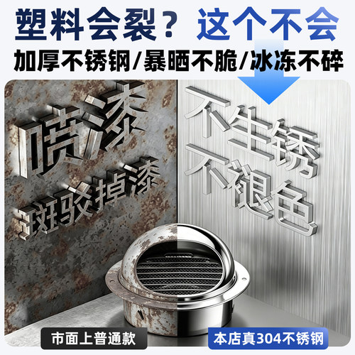 不锈钢风帽防风罩防虫排烟管外墙孔排烟口油烟机排气罩出风口 - 图0