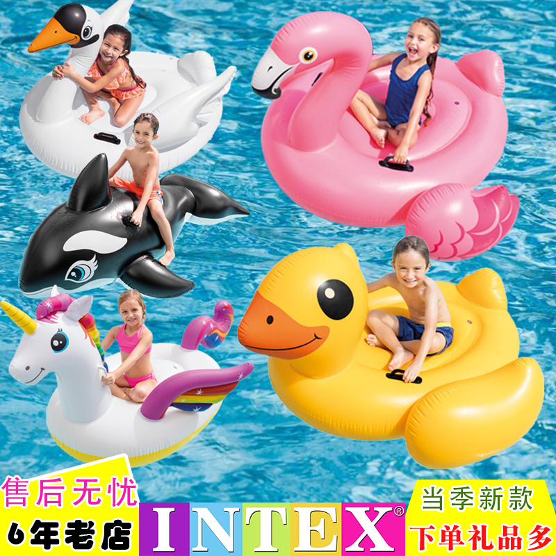 網紅游泳圈水上充氣玩具兒童坐騎浮排浮床動物火烈鳥獨角獸成人