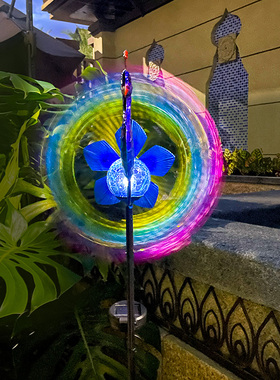 太阳能旋转孔雀风车户外庭院摆件