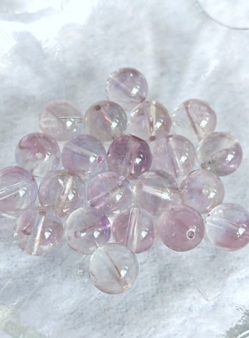 天然全透紫兔毛9mm圆珠单珠项链手链DIY手工配件