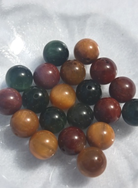 天然老矿顺发猫眼彩兔毛晶9.5mm圆珠单珠手链项链手工DIY散珠配件