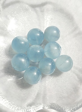 天然冰透蓝天白云海蓝宝圆珠11mm-12mm手工串珠散珠配件单珠