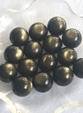 天然墨西哥猫眼金曜石圆珠13mm-14mm单珠手工DIY串珠配件