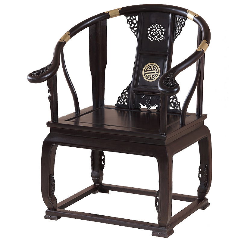 黑檀木皇宫椅圈椅太师椅主人椅办公椅茶椅中式红木实木椅子 - 图3