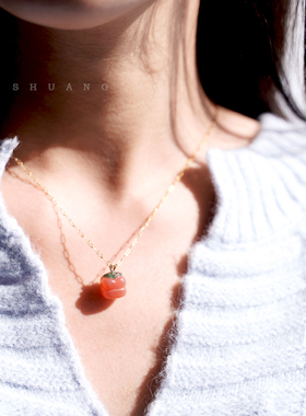 柿如意柿子吊坠好运盐源玛瑙盐源