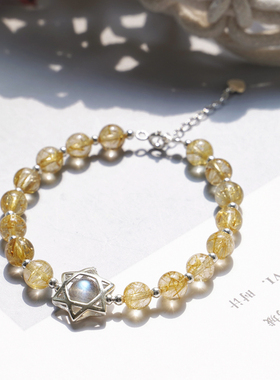 金发晶手链天然黄发晶水晶礼物