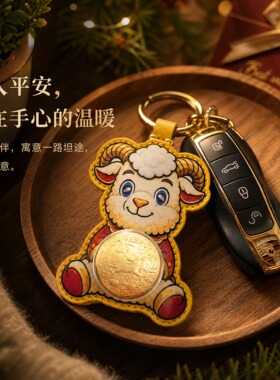 羊年大吉可转动招财钥匙扣包挂件