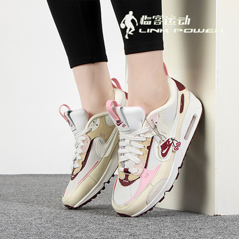 耐克女鞋Nike Air Max 90情人节小樱桃低帮休闲跑步鞋 FD4615-111