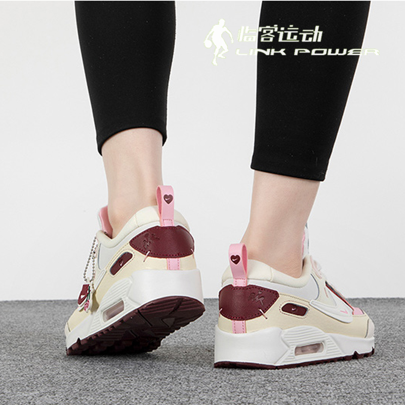 耐克女鞋Nike Air Max 90情人节小樱桃低帮休闲跑步鞋 FD4615-111