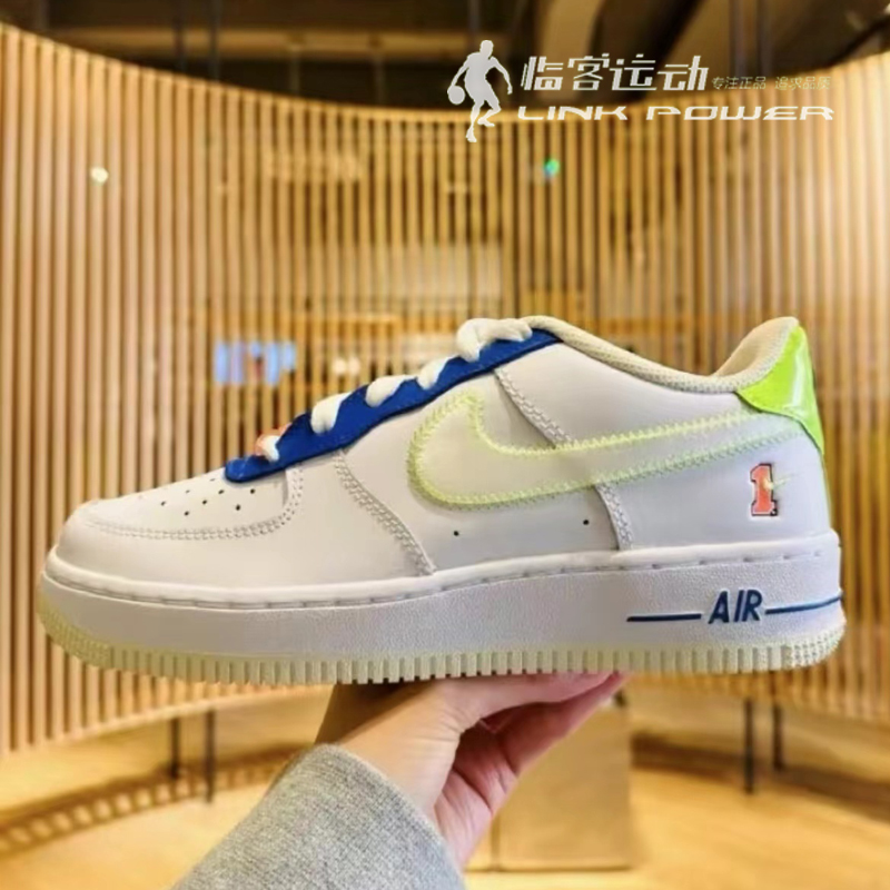 耐克女鞋AIR FORCE 1空军一号白绿蓝运动休闲板鞋 FB1393-111-图0