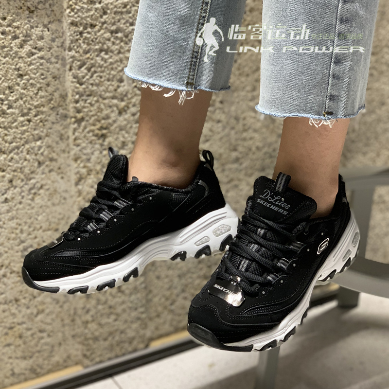 斯凯奇女鞋Skechers经典款休闲复古增高跑鞋13148熊猫鞋11930/BLK - 图0