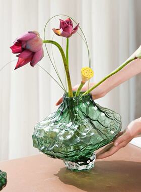 北欧山谷玻璃花瓶ins风不规则个性创意家居装饰品工艺品插花摆件