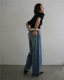 ໂສ້ງຂາສັ້ນແບບ BF ວ່າງ, denim ປານກາງ